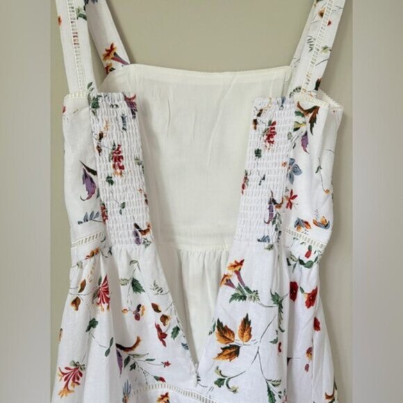 NEW Reformation Everett Linen Midi Dress Corsini White Multi Floral | US 6 UK 10 - Picture 12 of 16